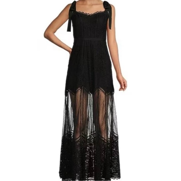 NWT Gianni Bini Lace Sweetheart Tie Shoulder Sheer Overlay Dress Size 6 - Picture 10 of 10